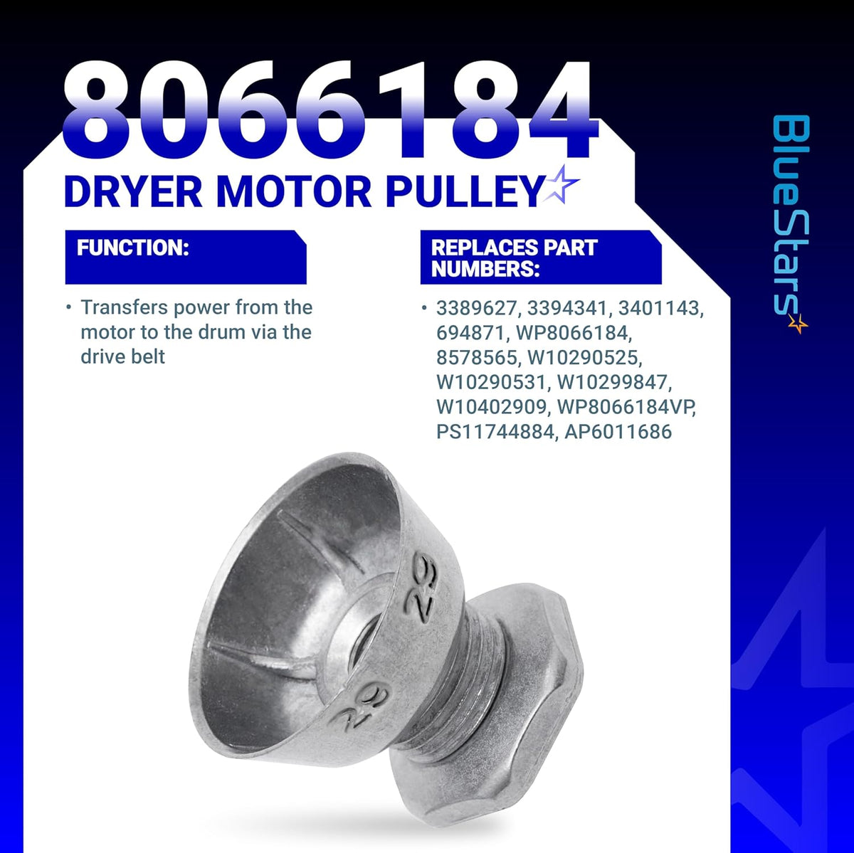 8066184 Dryer Motor Pulley & 341241 Dryer Drum Belt For Whirlpool Maytag Kenmore