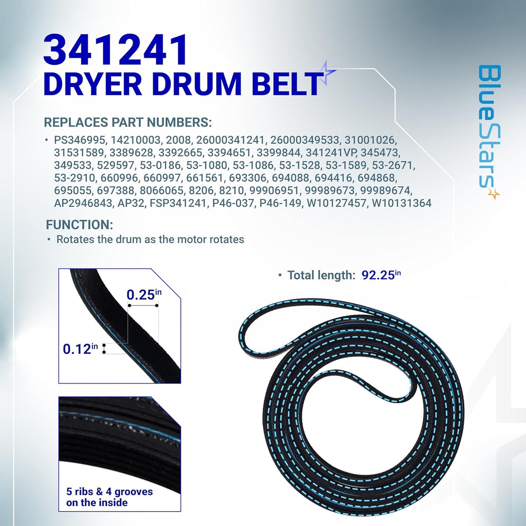 8066184 Dryer Motor Pulley & 341241 Dryer Drum Belt For Whirlpool Maytag Kenmore