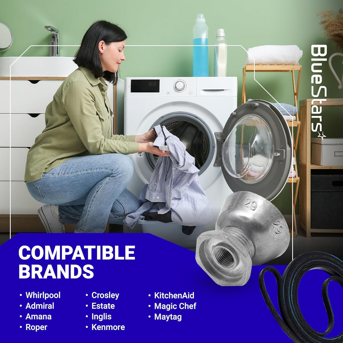 8066184 Dryer Motor Pulley & 341241 Dryer Drum Belt For Whirlpool Maytag Kenmore