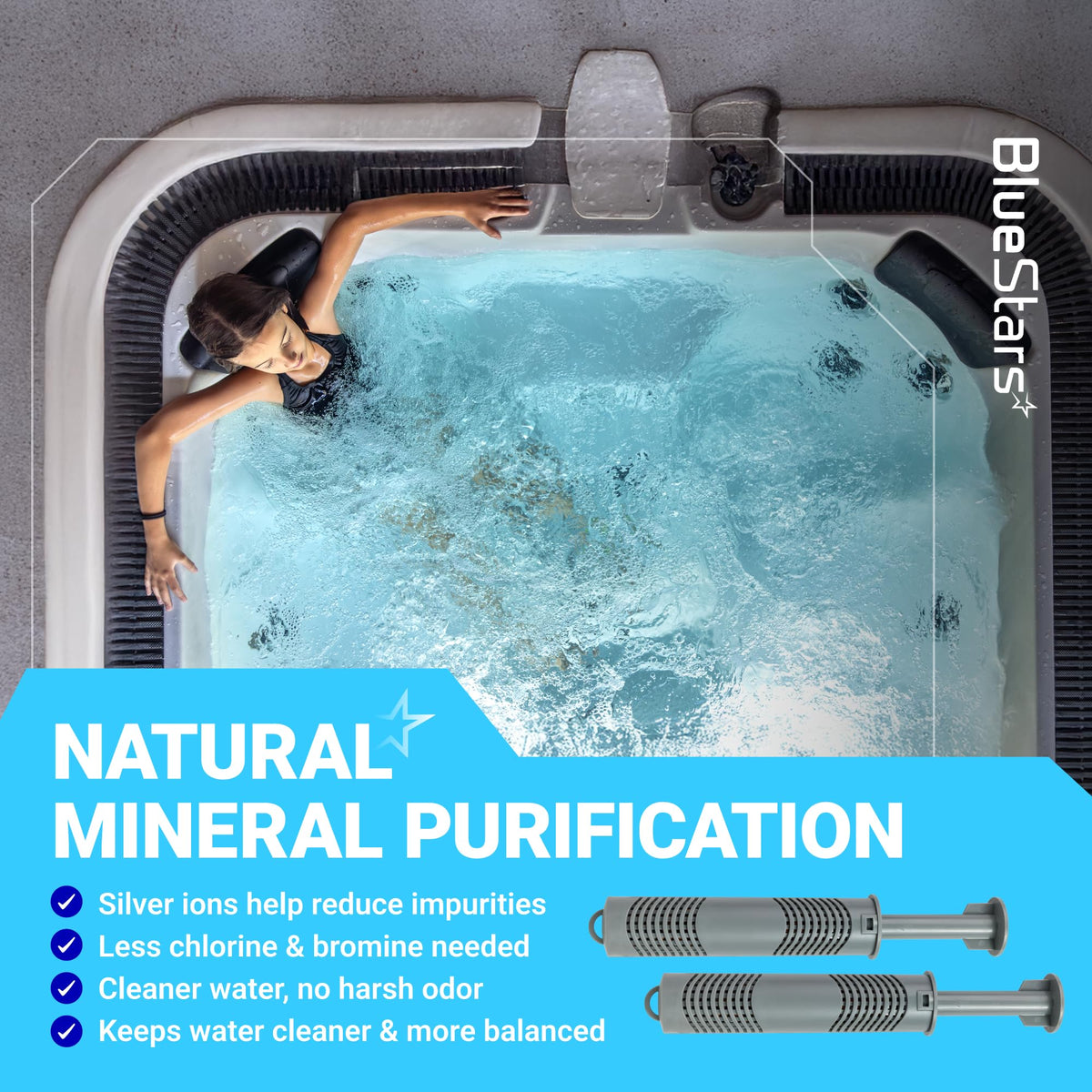 Hot Tub Silver Ion Cartridge - Hot Springs Spa Ion Ag+, 4-Month Water Care - 2 Pack