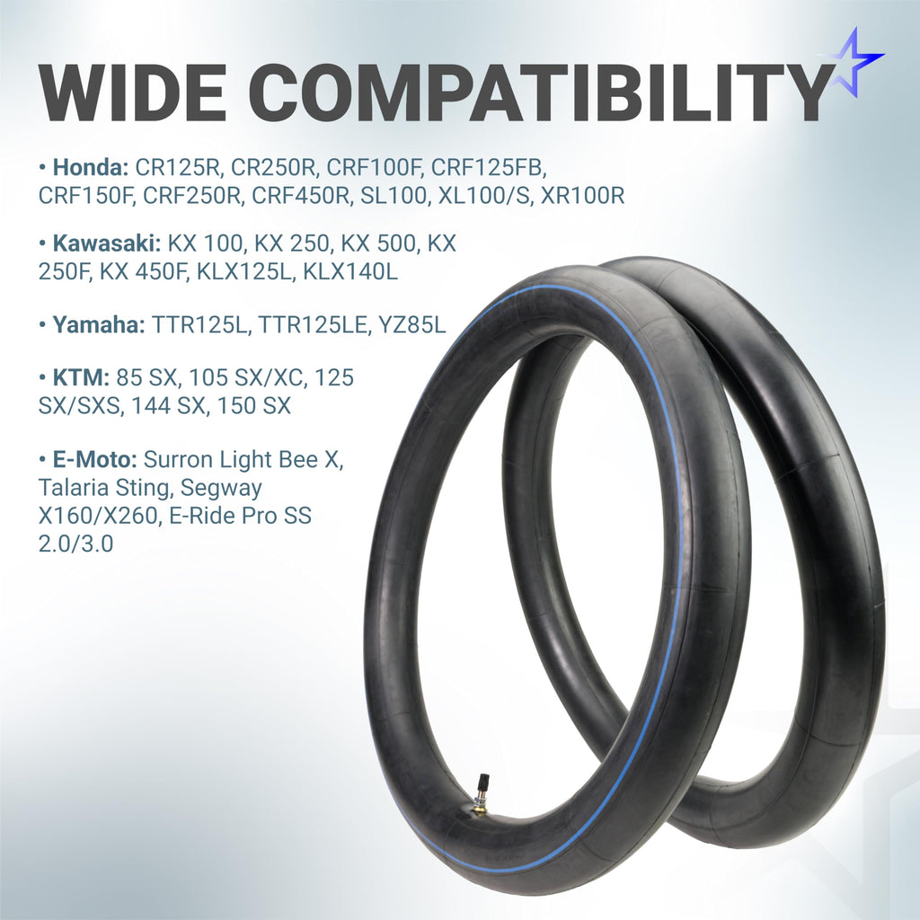 2.75/3.00-19" Motorcycle Inner Tubes - 2.5 mm, TR4 Straight Valve, Surron/Talaria/Segway - 2 Pack