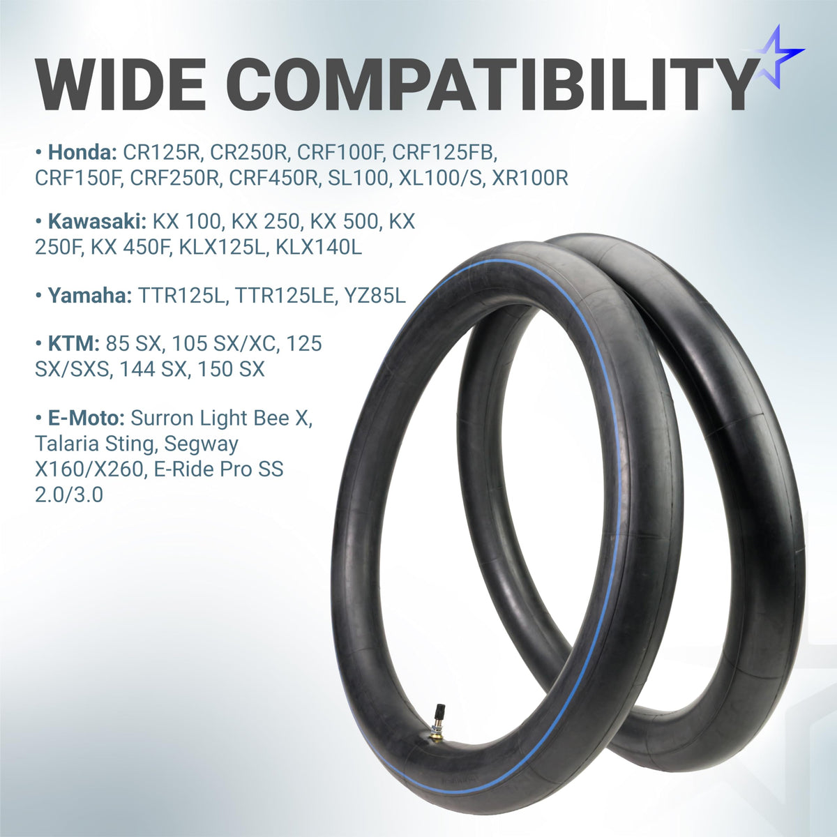 2.75/3.00-19" Motorcycle Inner Tubes - 2.5 mm, TR4 Straight Valve, Surron/Talaria/Segway - 2 Pack