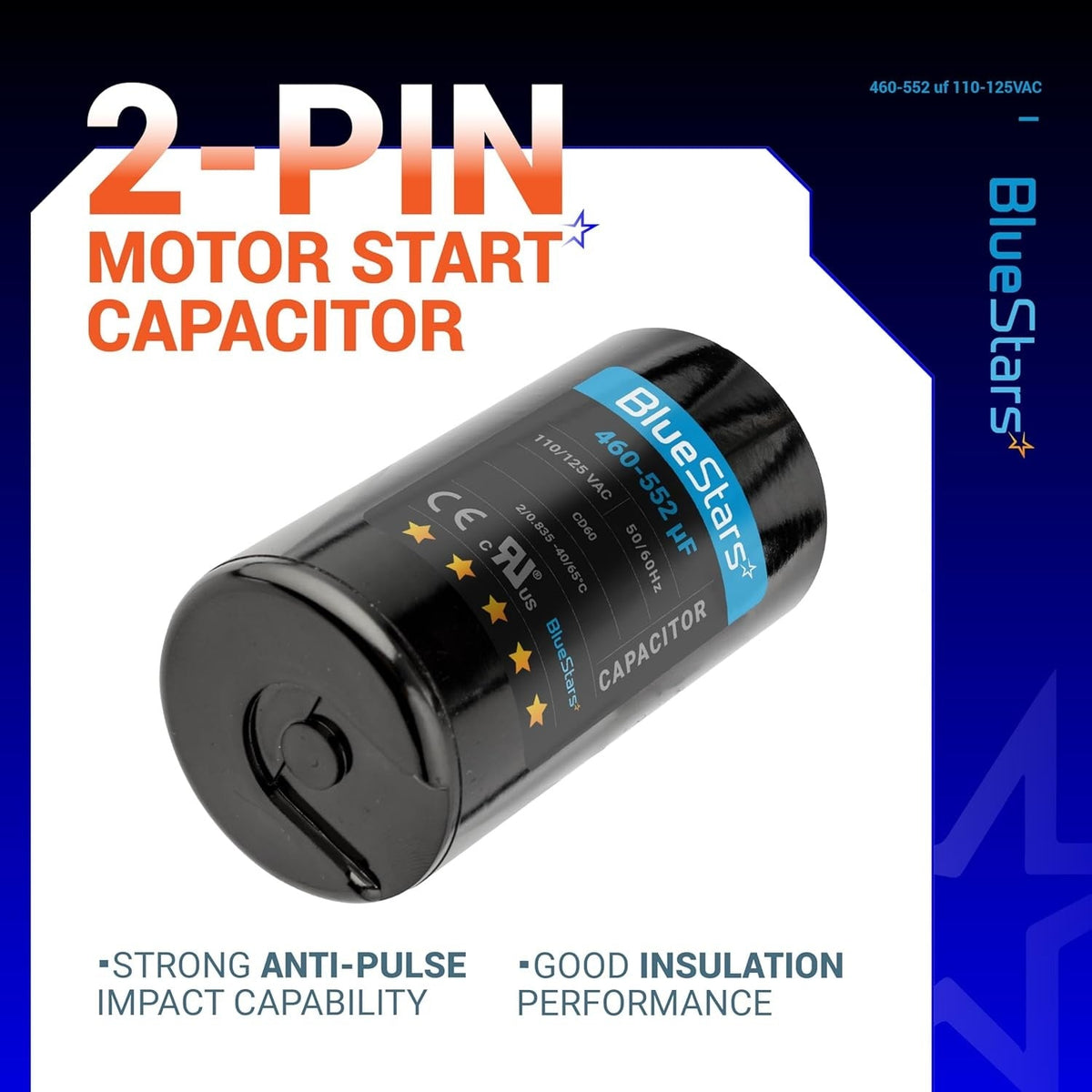 460-552 uF 110-125V CD60 Round Start Capacitor for AC Motor, Fan & Heat Pump