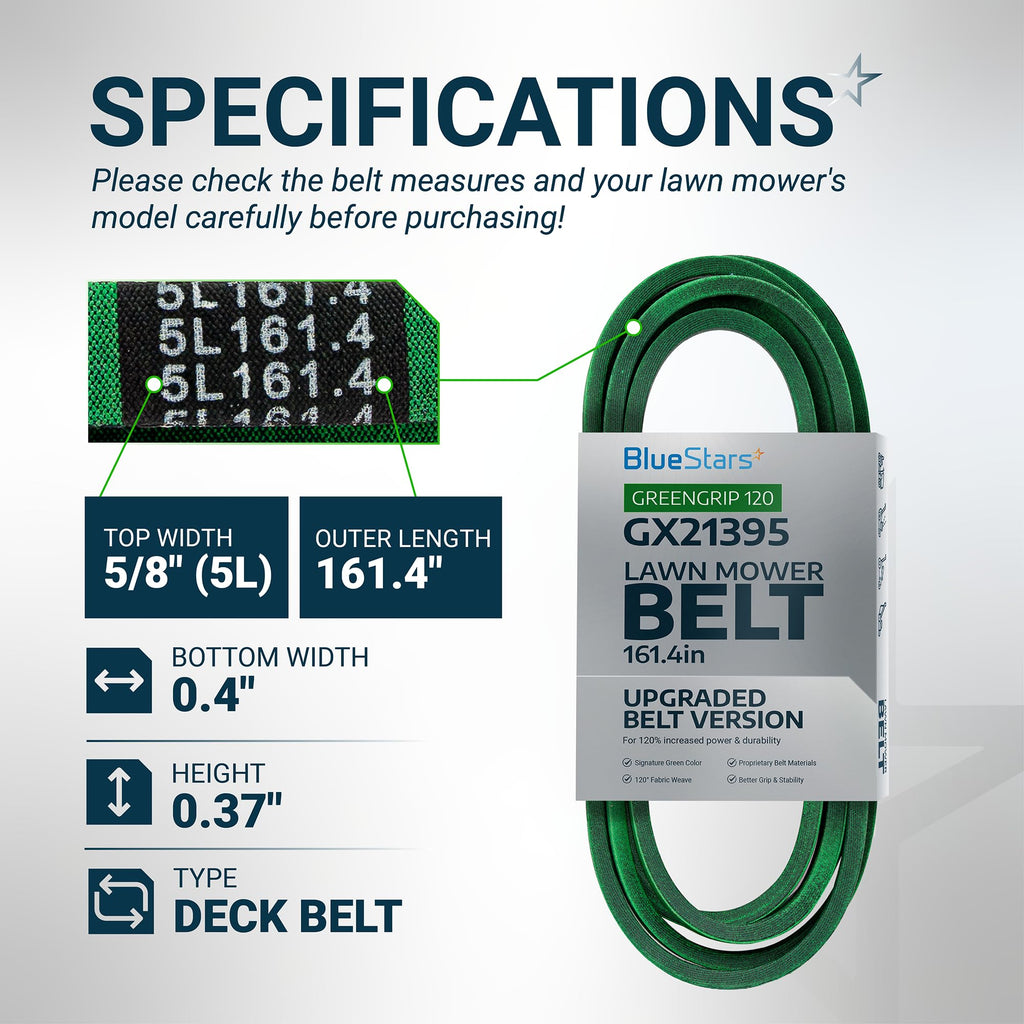 GX21395 Deck Belt, 54" John Deere E180 D170 LA150 LA175, 161.4"