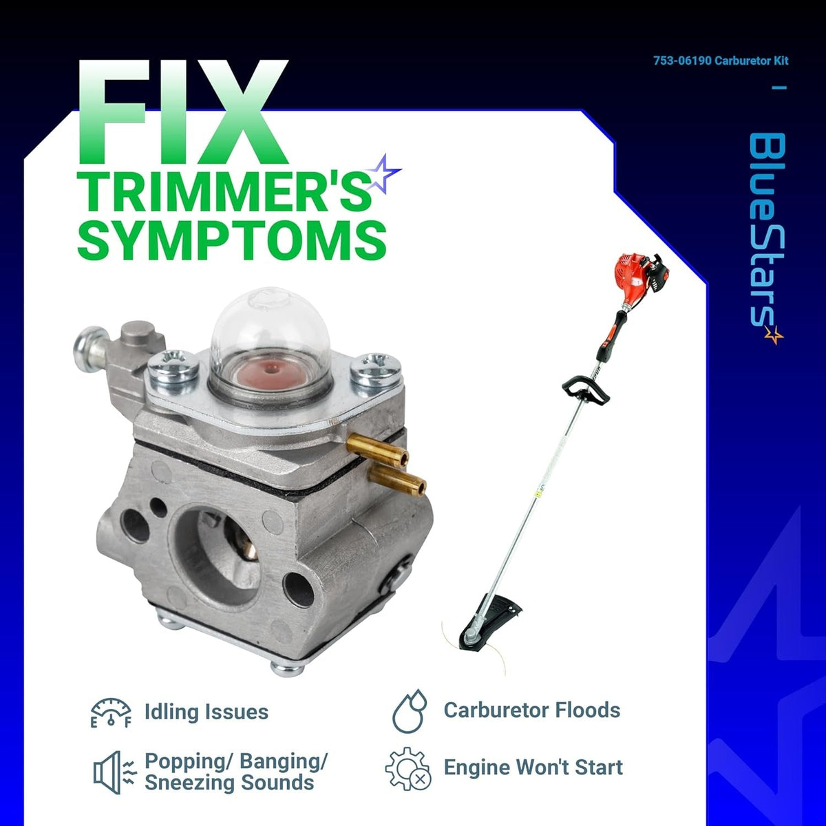 753-06190 Carburetor - Fits Troy-Bilt TB22 TB21EC TB22EC TB32EC Murray