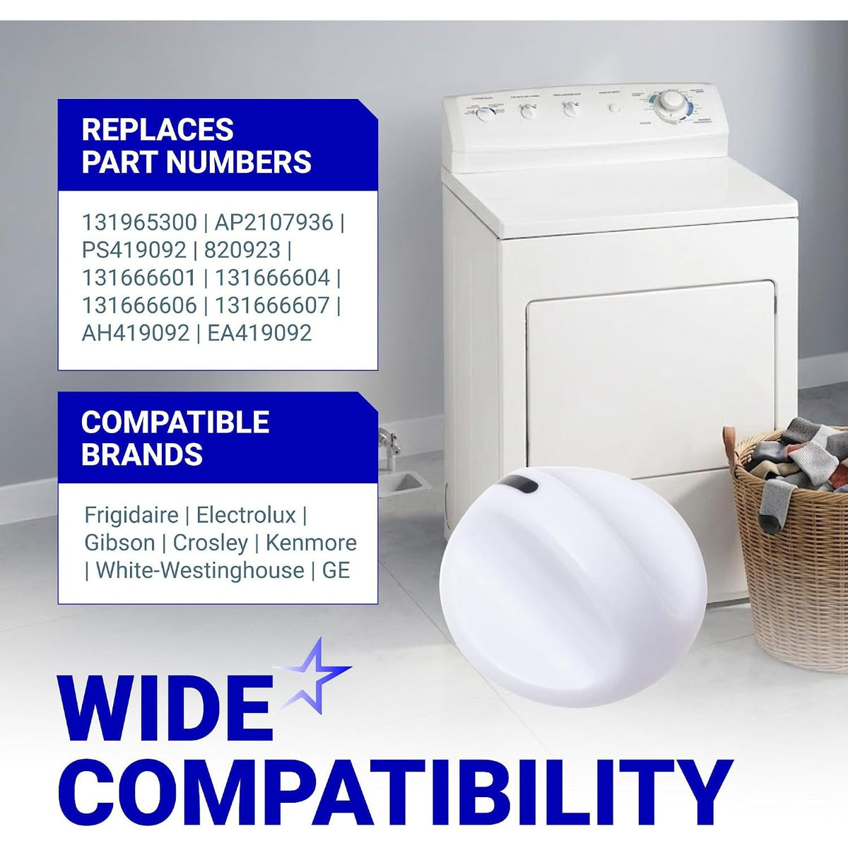 131965300 Dryer Timer Knob - For Frigidaire & Electrolux Dryers - 2 Pack