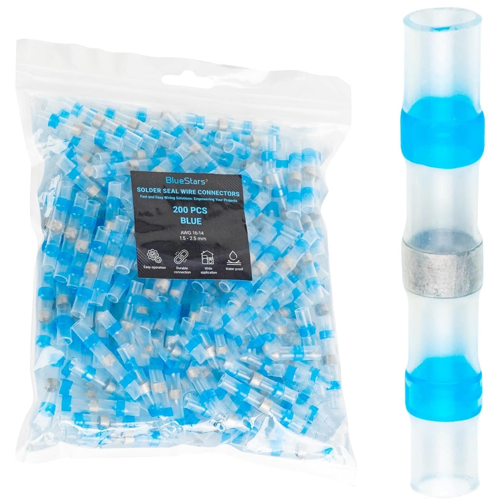 16-14 AWG Blue Solder Seal Wire Connectors - 200PCS