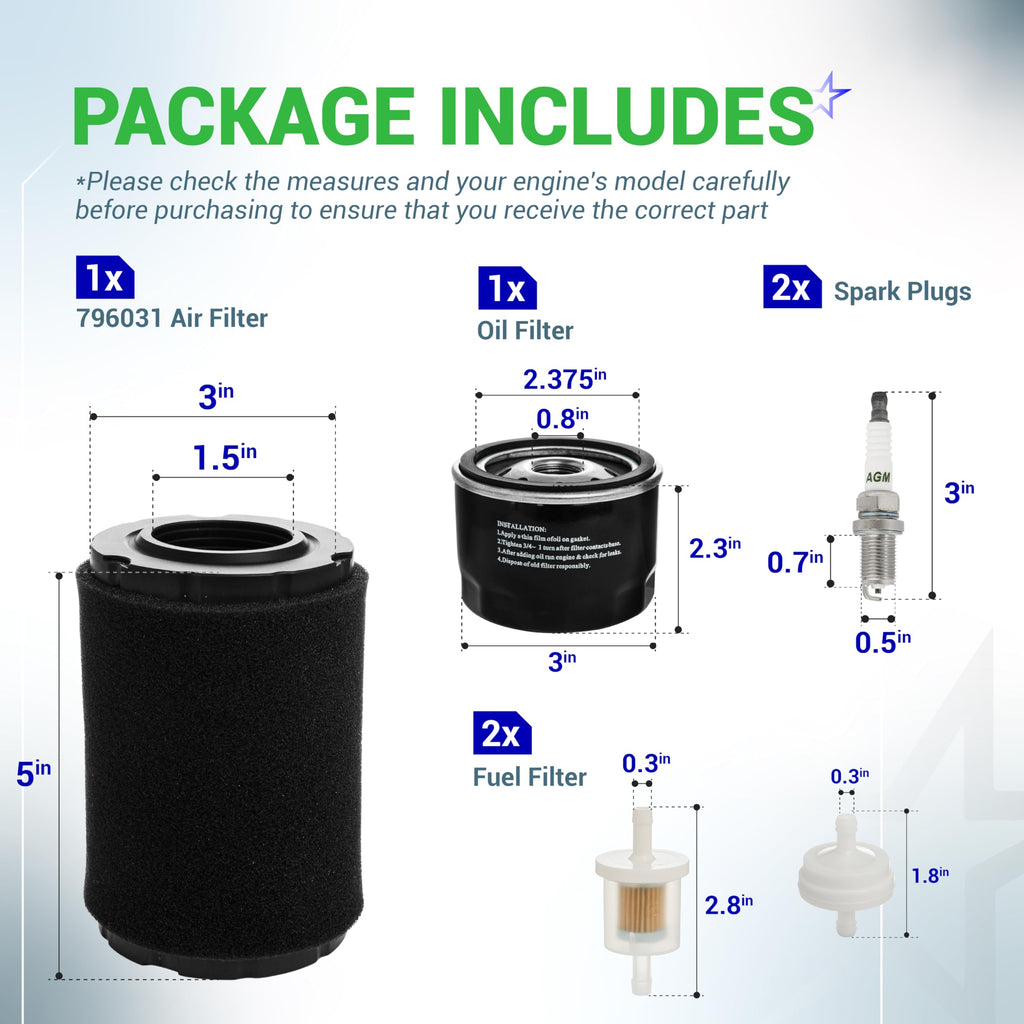 MIU14395 796031 Air Filter & 492932S 492932 Oil Filter for John Deere D100 D105 D125 D130