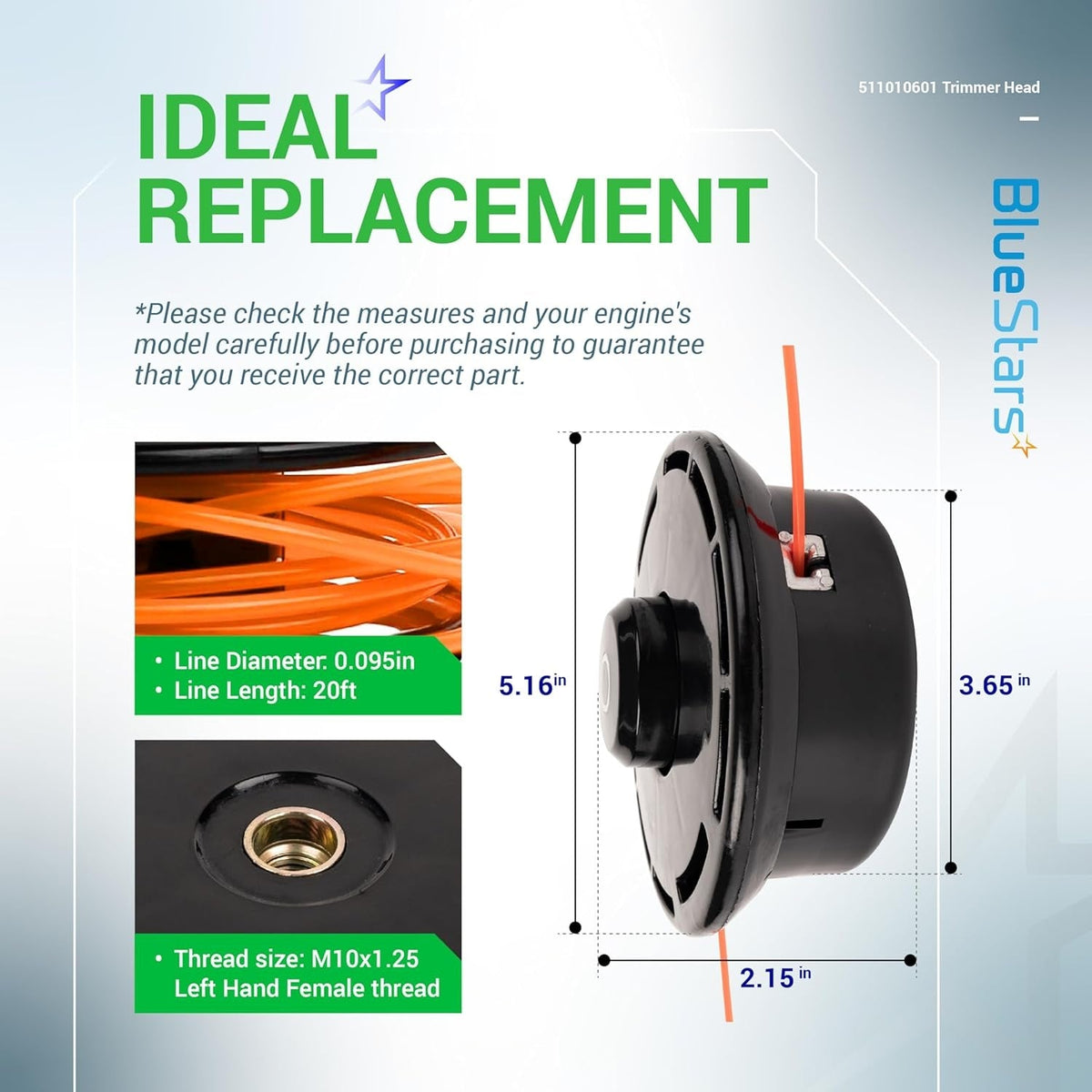 511010601 Trimmer Head - Fits Redmax PT104, PT-104 Plus, BC250, BC2300 - 2 Pack