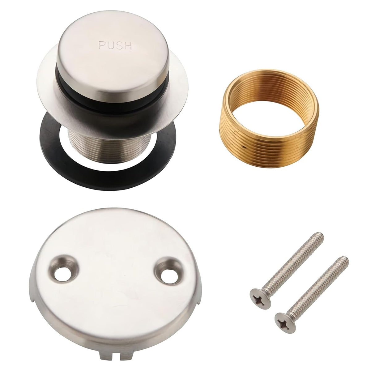 Tip-Toe Tub Trim Kit with 2-Hole Overflow Faceplate, 1.40"-1.50", Nickel