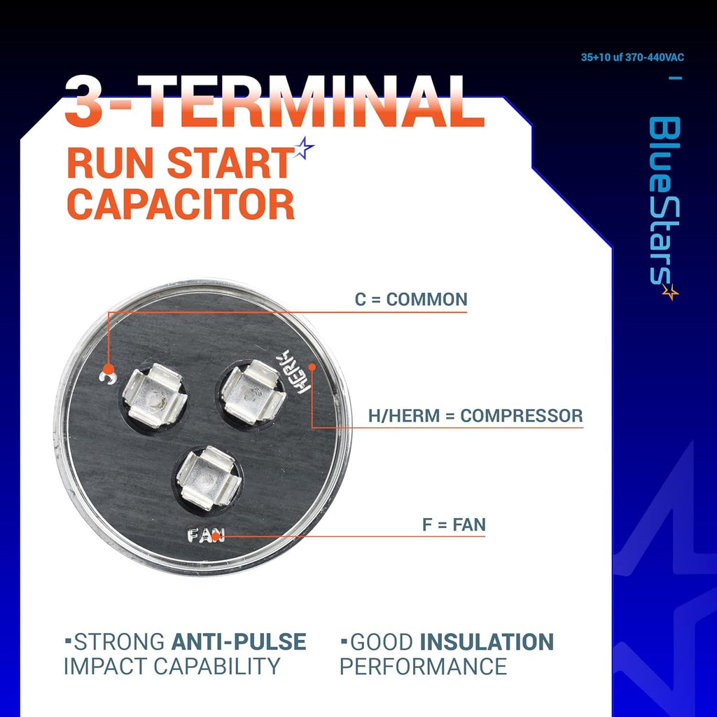 35+10 uF 370/440VAC ±5% CBB65 Dual Run Capacitor for Condenser Heat Pump