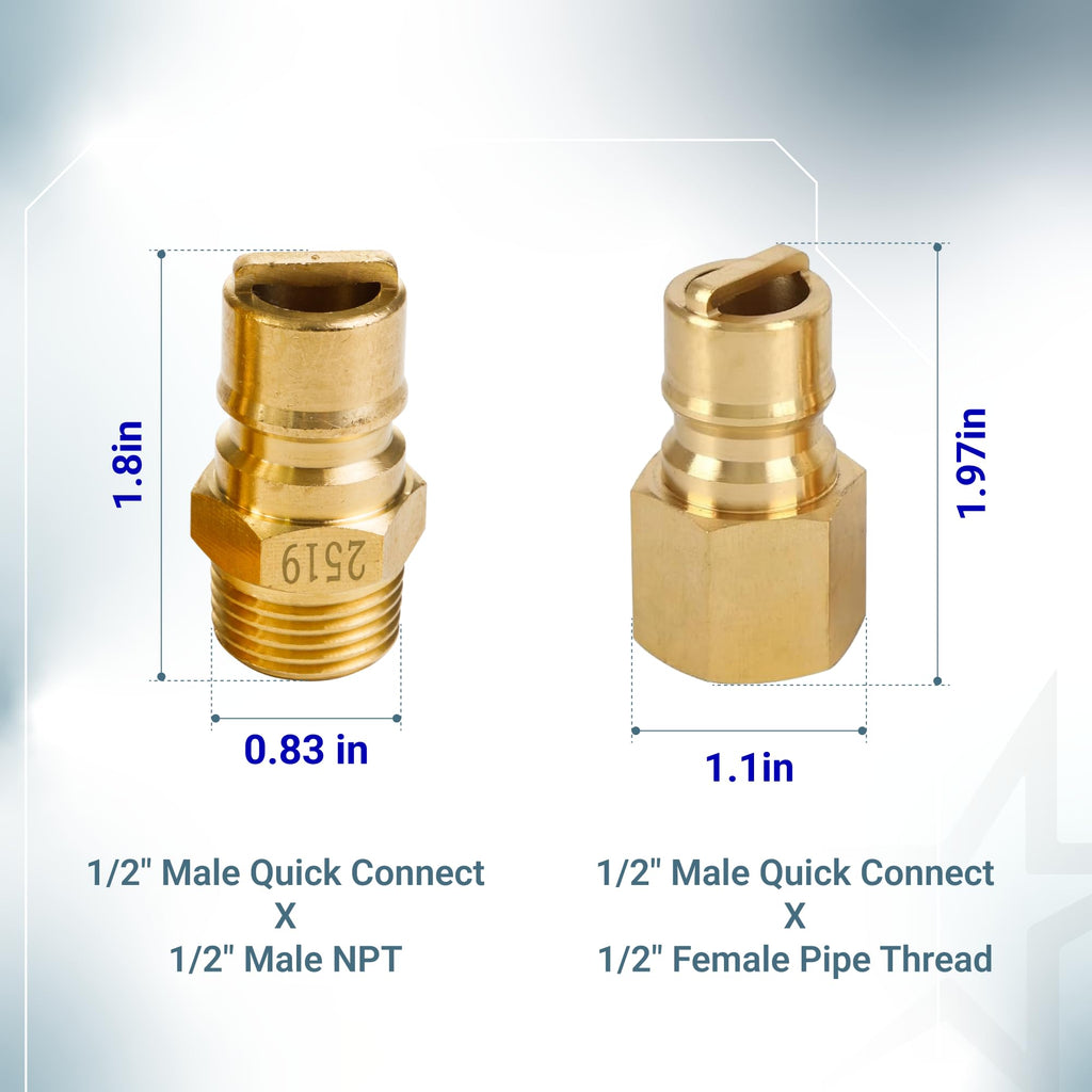 1/2" Gas Pressure Regulator - Natural Gas/LP, 2 Brass 1/2" NPT Adapters