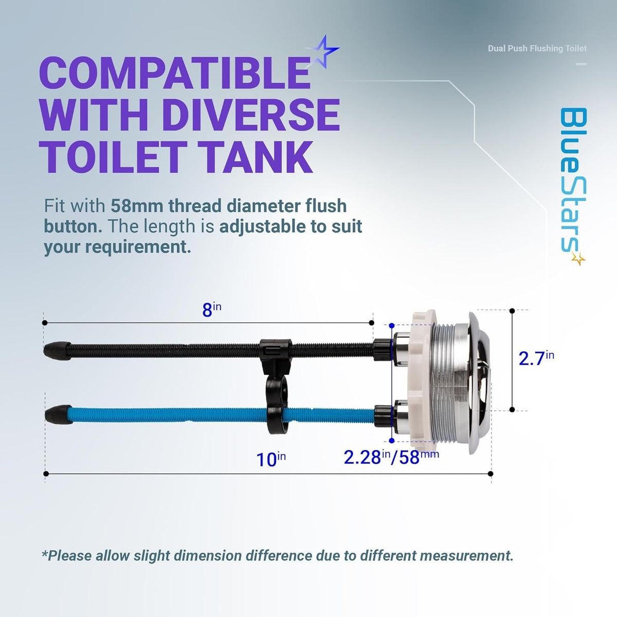 58mm/2.28in Thread Diameter Dual Push Flush Toilet Button
