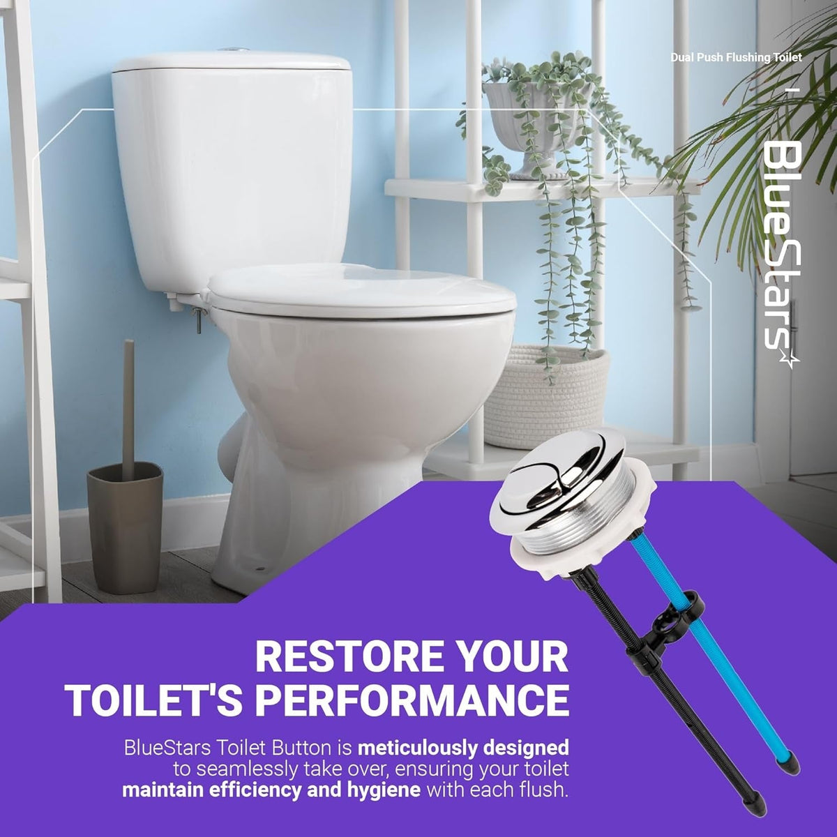 58mm/2.28in Thread Diameter Dual Push Flush Toilet Button