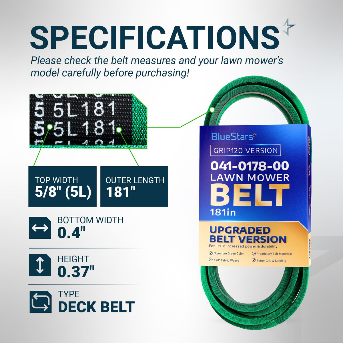 041-0178-00 Deck Belt - 61" Bad Boy Outlaw/XP, Rebel/XP/SD - Aramid Cord, 181"