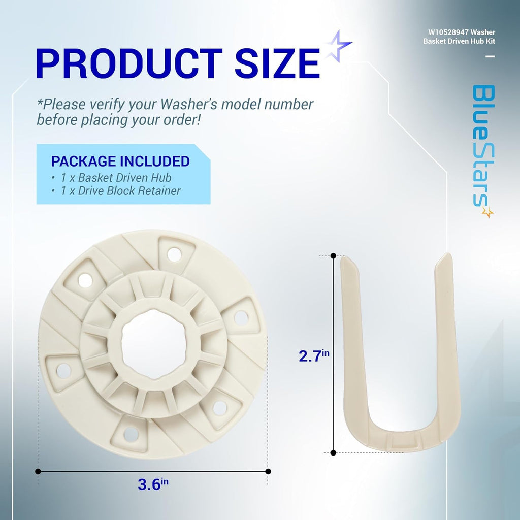 W10528947 Washer Basket Driven Hub Kit for Maytag Whirlpool Kenmore - Replaces W10396887 - 4 Pack