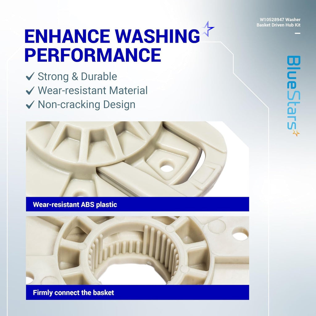W10528947 Washer Basket Driven Hub Kit for Maytag Whirlpool Kenmore - Replaces W10396887 - 4 Pack