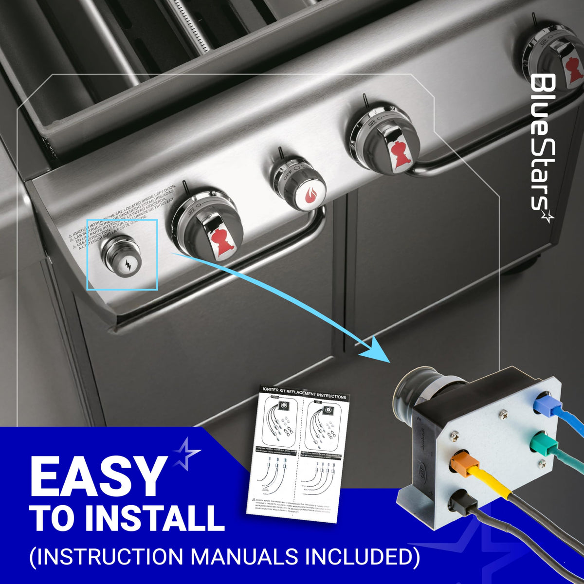 1836-13 7628 7629 Igniter Kit for Weber Genesis 300 Series E330 S330, 4-Outlet