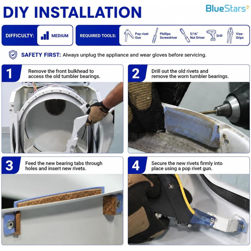 306508 Dryer Tumbler Front Glide Bearing Kit for Whirlpool Maytag - 2 Pack