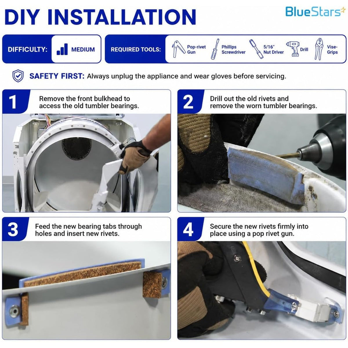 306508 Dryer Tumbler Front Glide Bearing Kit for Whirlpool Maytag - 2 Pack