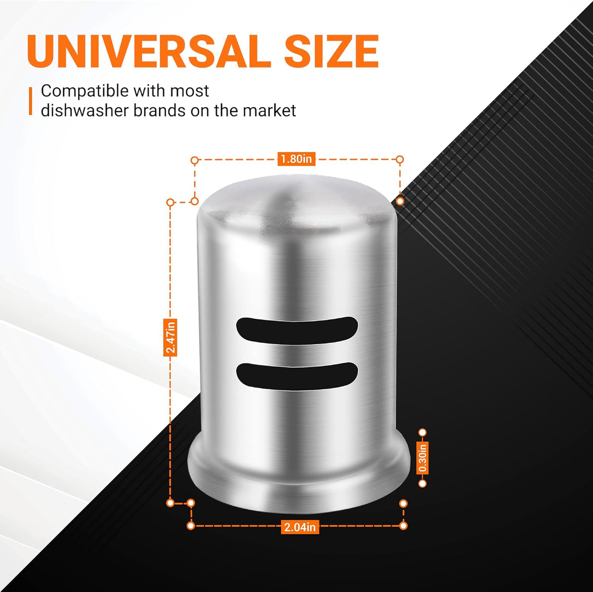 Dishwasher Stainless Steel Air Gap Cover - 2.47” Height