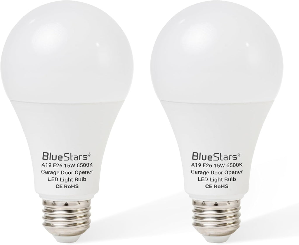 15W A19 E26 LED Garage Door Opener Bulb 1500LM 120V 100W Equivalent - 2 Pack