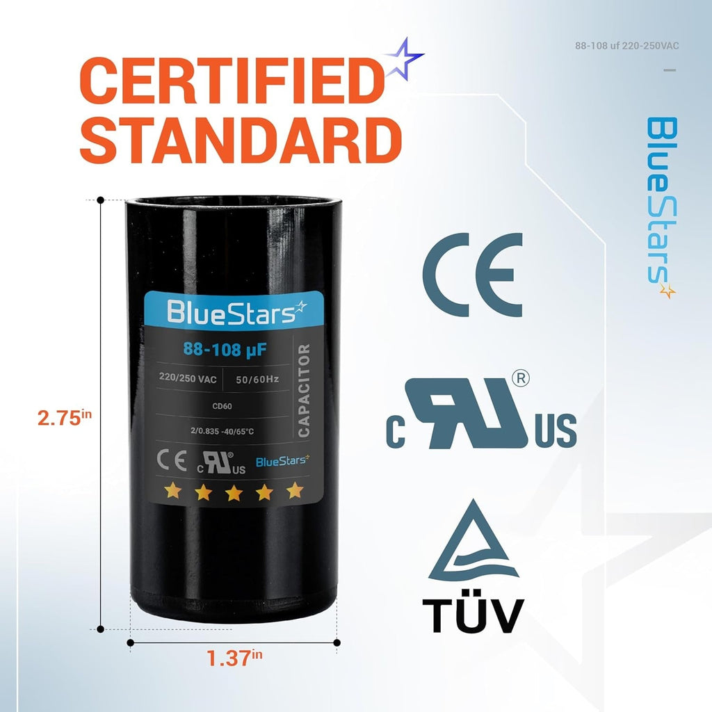 88-108 uF 220-250VAC Round Motor Start Capacitor for AC Fan Heat Pump