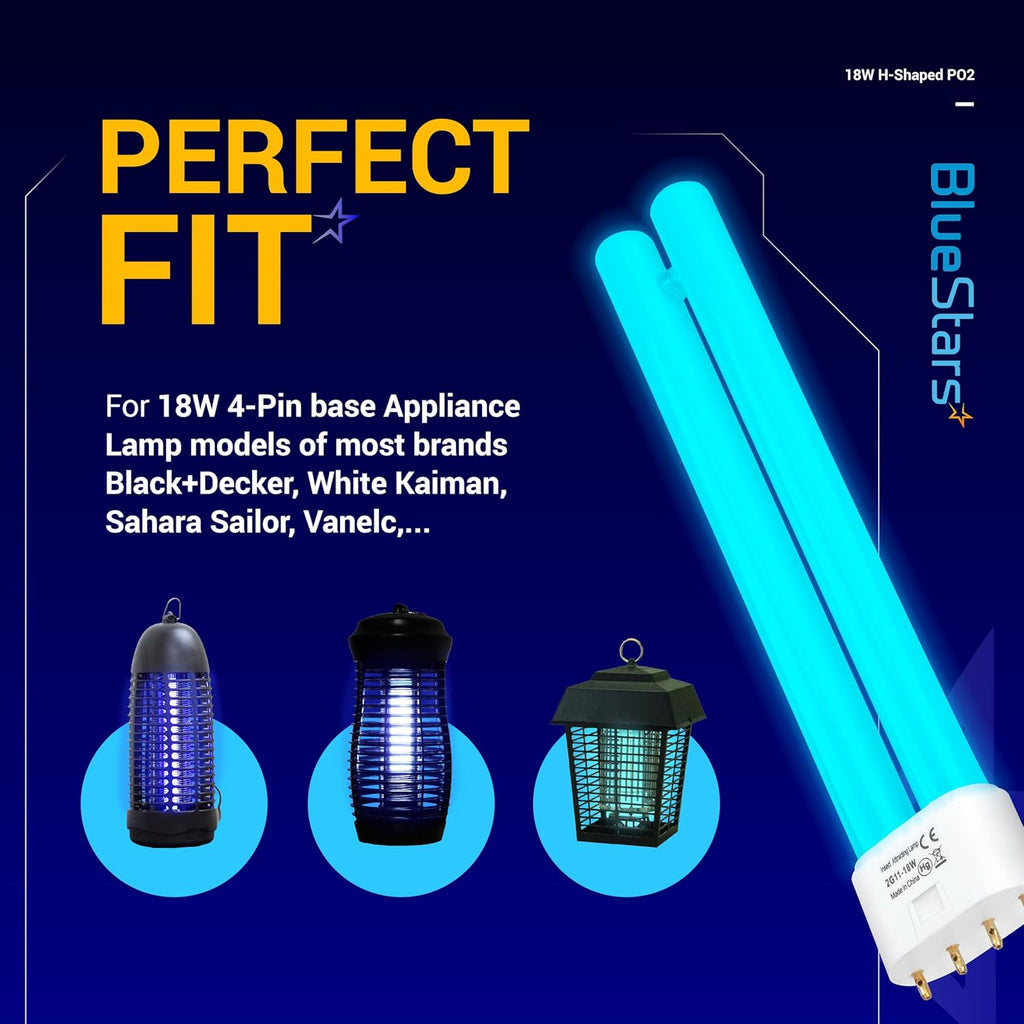2G11 18W Blue H-Shaped Tube Bulb with 4-Pin Base - 2 Pack