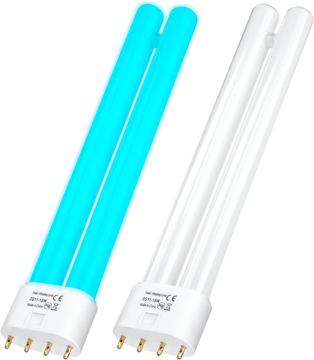 2G11 18W Blue H-Shaped Tube Bulb with 4-Pin Base - 2 Pack