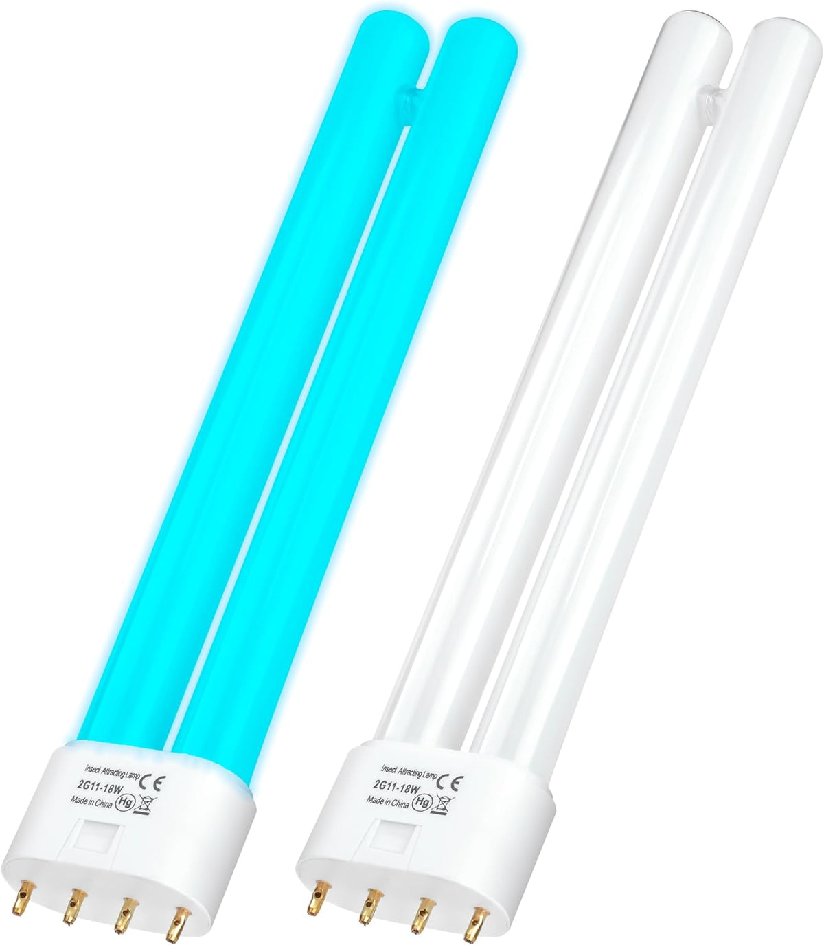 2G11 18W Blue H-Shaped Tube Bulb with 4-Pin Base - 2 Pack