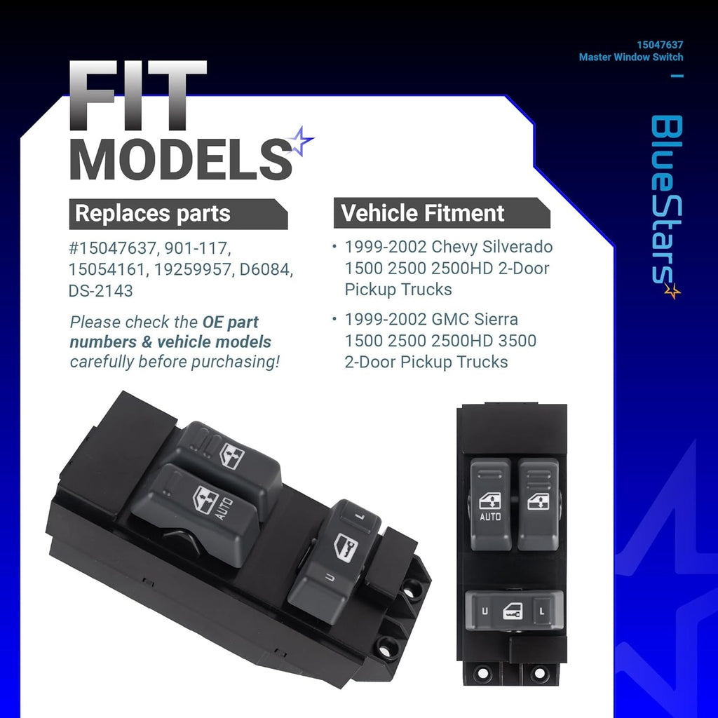 15047637 Driver Side Power Master Window Switch