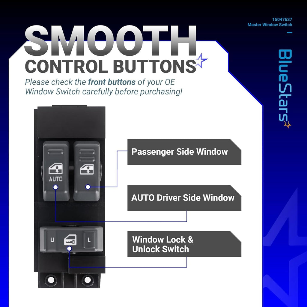 15047637 Driver Side Power Master Window Switch