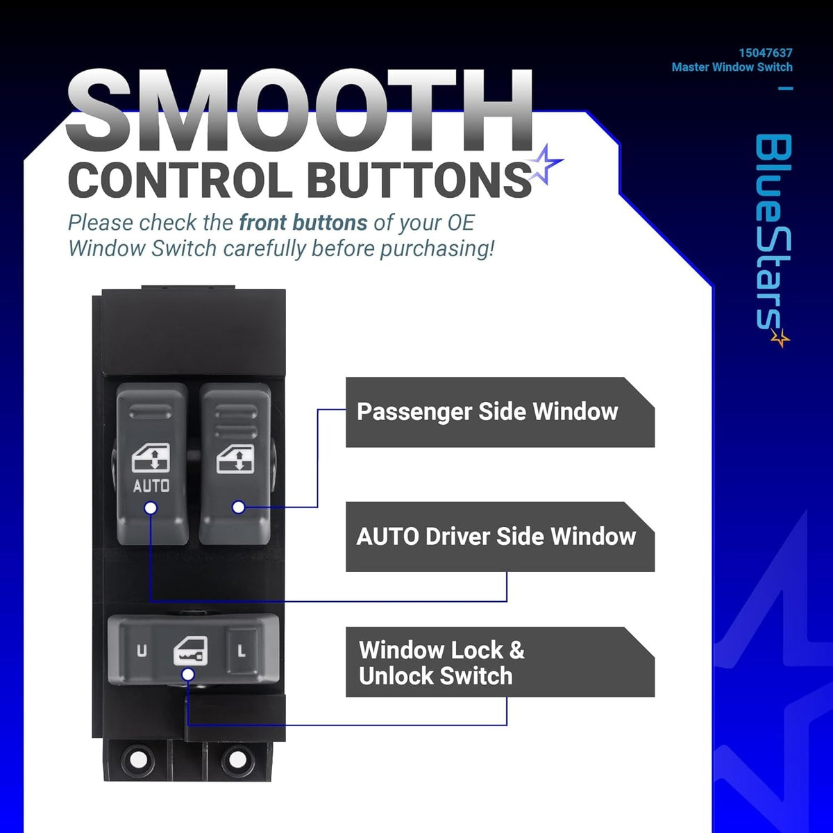 15047637 Driver Side Power Master Window Switch