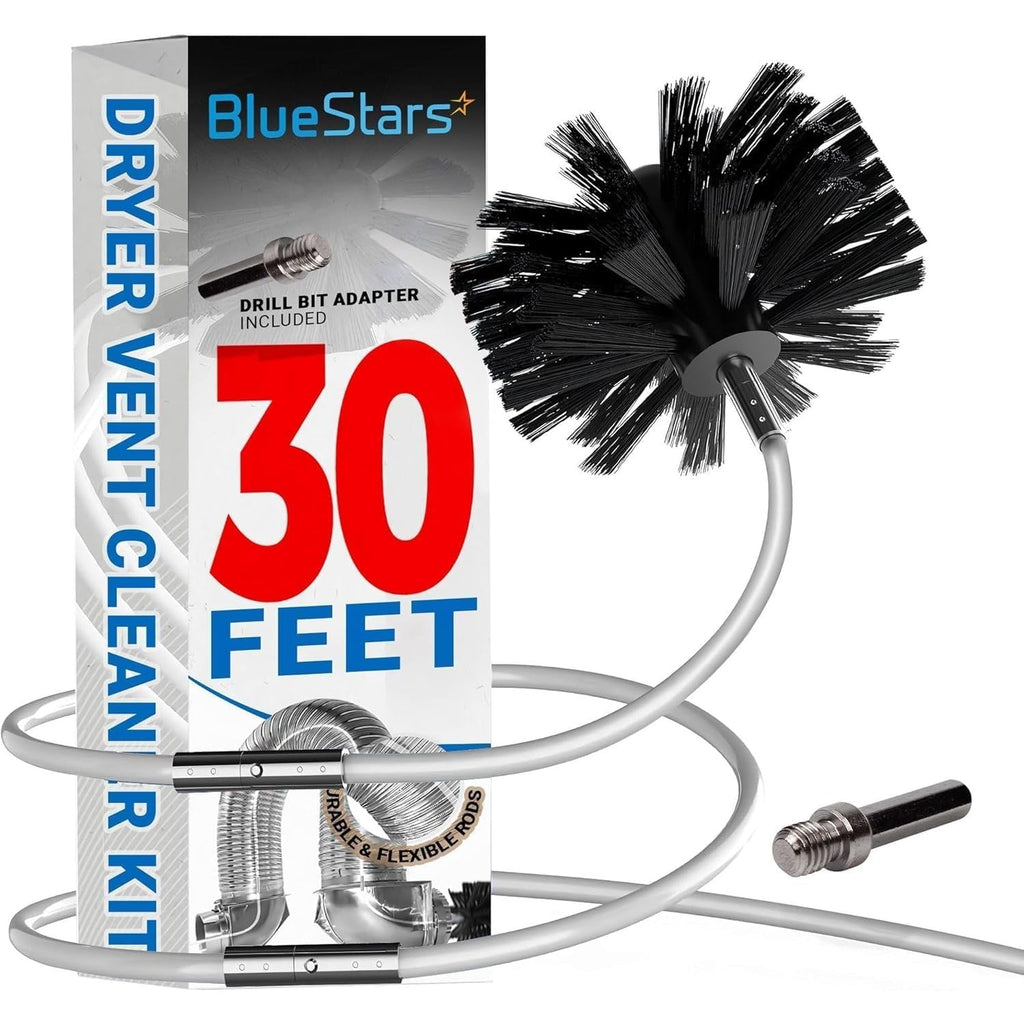 30ft Dryer Vent Cleaner Kit with Drill Attachment, Brush & 22 Detachable Rods