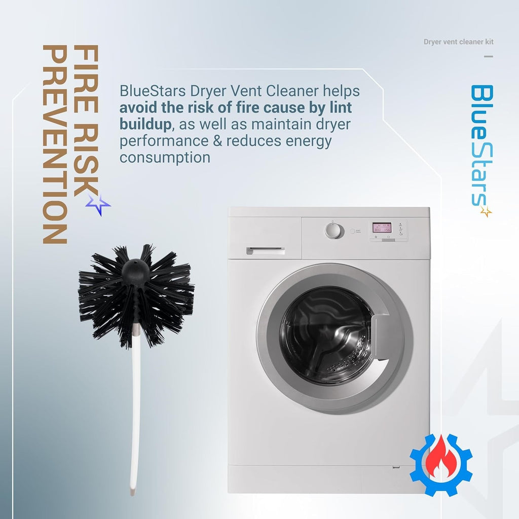 30ft Dryer Vent Cleaner Kit with Drill Attachment, Brush & 22 Detachable Rods
