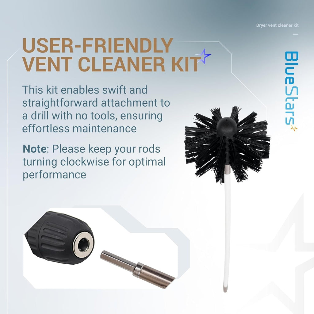 30ft Dryer Vent Cleaner Kit with Drill Attachment, Brush & 22 Detachable Rods