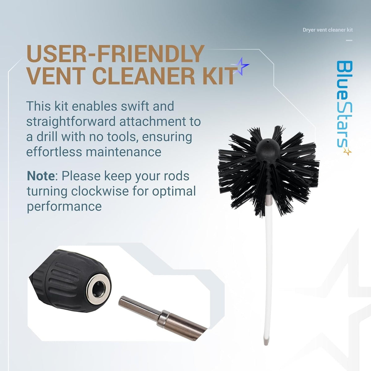 30ft Dryer Vent Cleaner Kit with Drill Attachment, Brush & 22 Detachable Rods