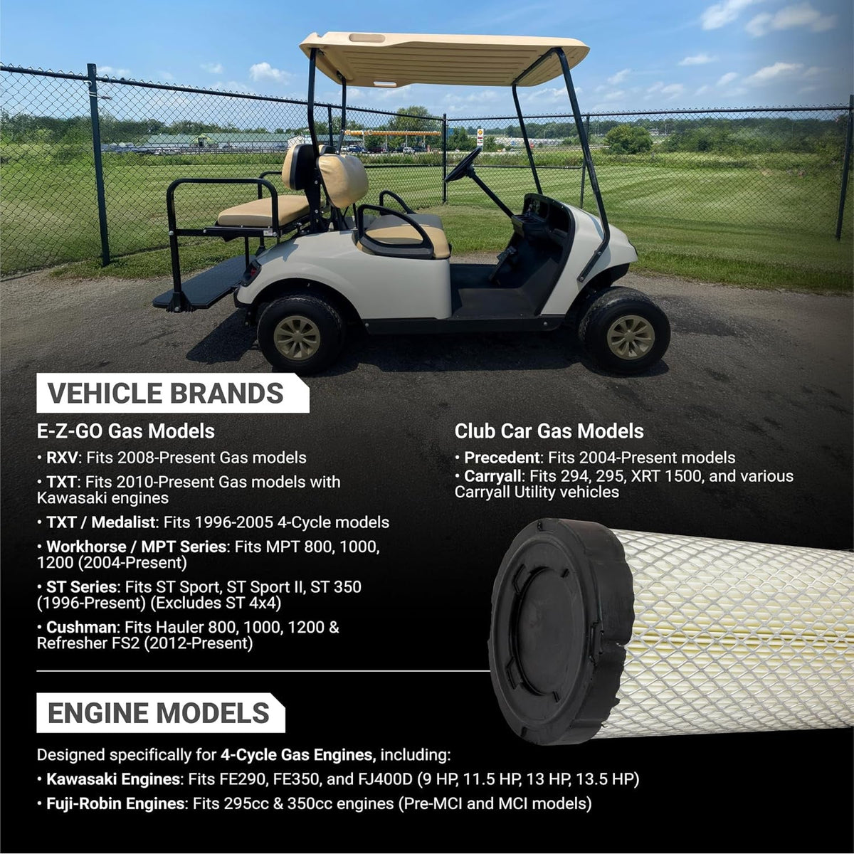 28463G01 Air Filter Tune-Up Kit with Spark Plug, Fuel & Oil Filter - EZGO 4-Cycle Gas & Club Car