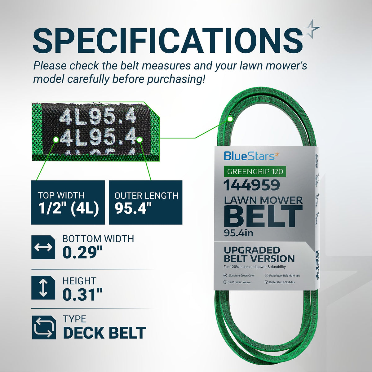 144959, 532144959 Deck Belt, 42" Craftsman LT1000 LT2000 LT3000, 95.4"