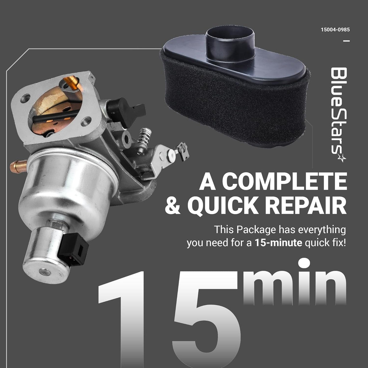 15004-0985 Carburetor Kit with Fuel Pump, Air & Fuel Filters, Spark Plug - Kawasaki FR691V FS691V