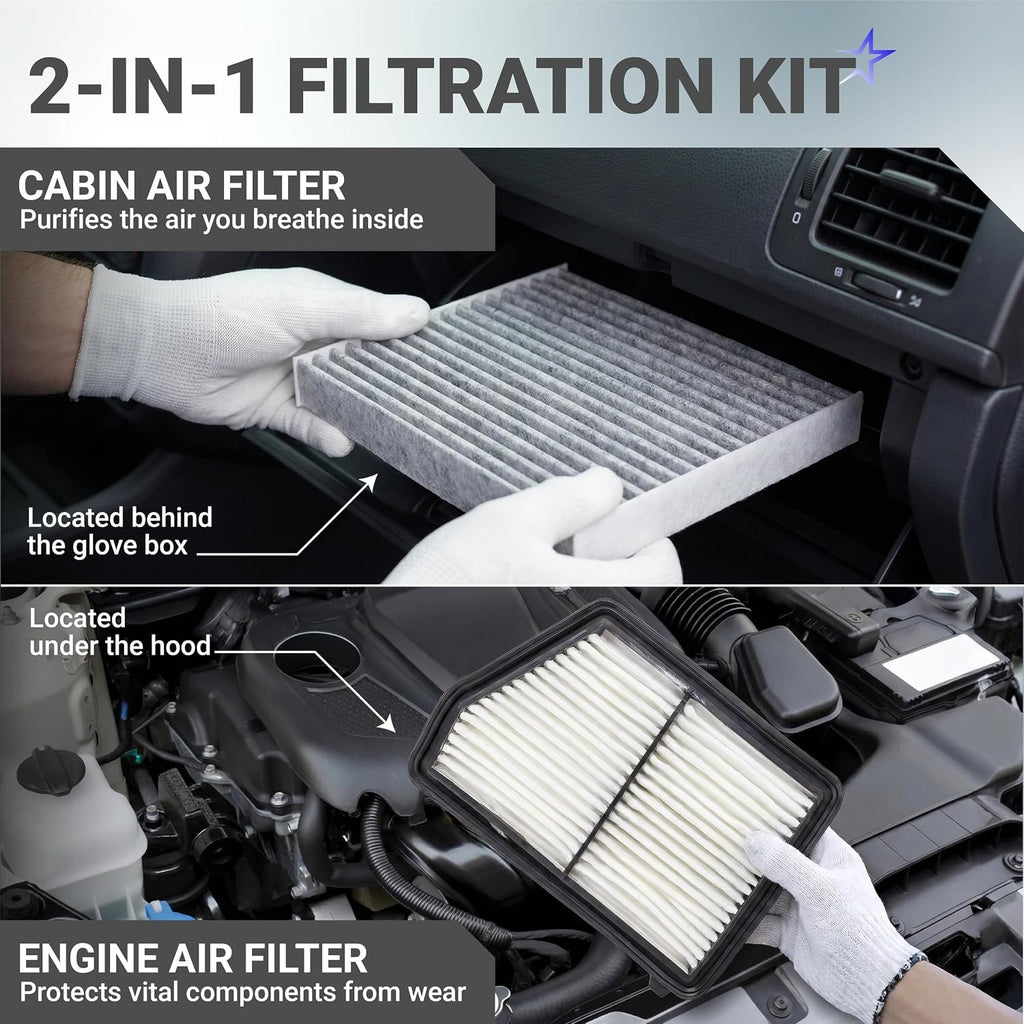 80291-T5R-A01 Cabin & CA12051 Engine Air Filter Kit - Honda Civic 2016–2026 2.0L, HR-V 2023–2026 2.0L