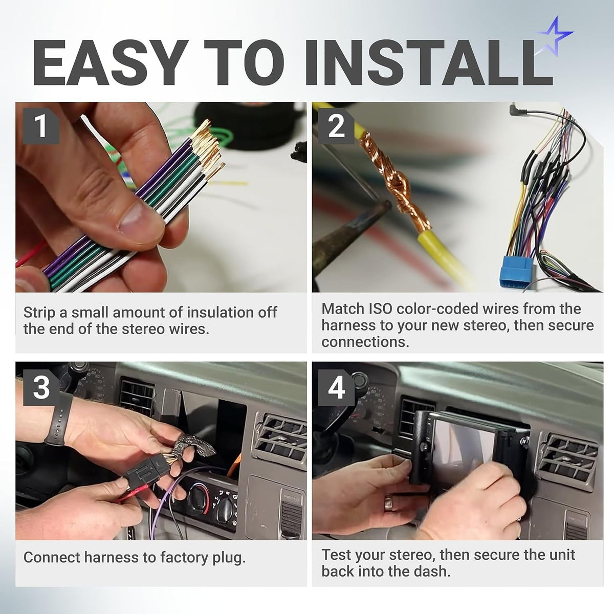 Car Radio Wiring Harness, Ford F150 F250 F350 1999-2004 Mustang 2001-2003