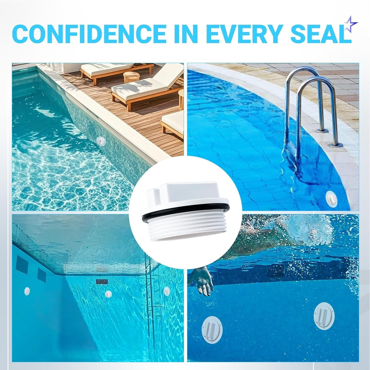 SP1022C 1.5" Threaded Pool Plug with O-Ring for Hayward Pentair Drain - 6 Pack