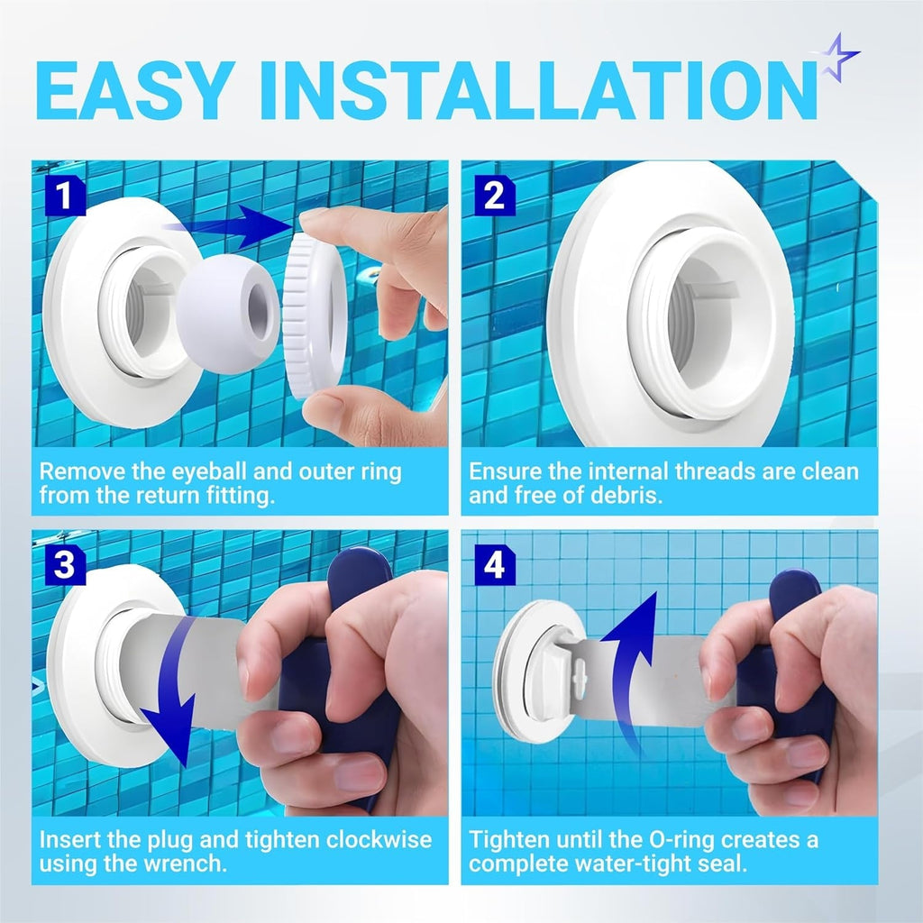 SP1022C 1.5" Threaded Pool Plug with O-Ring for Hayward Pentair Drain - 6 Pack
