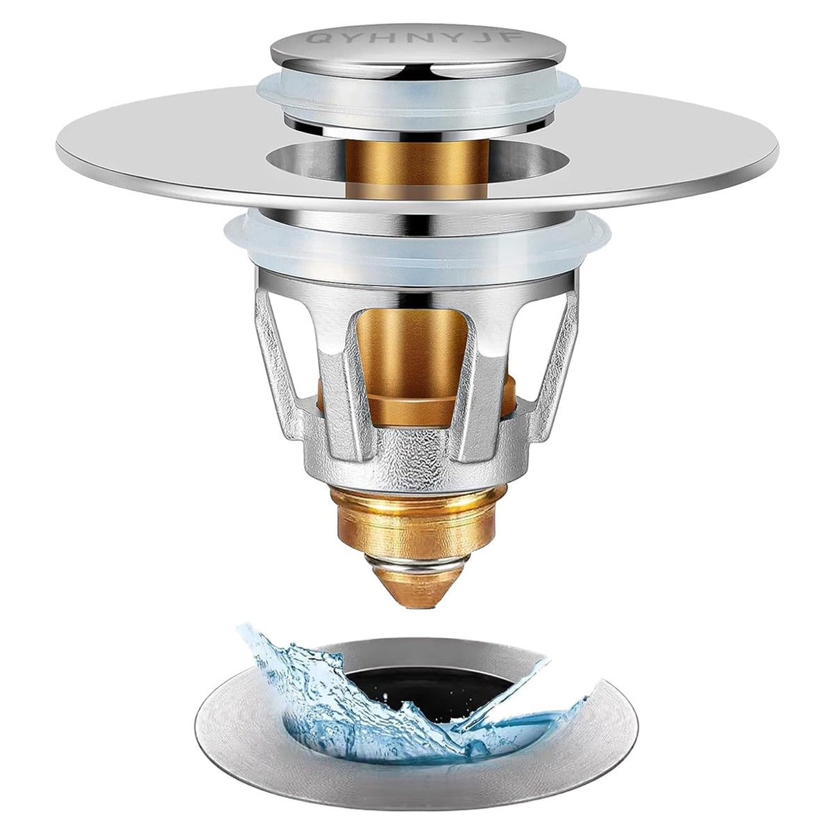 Universal 3-in-1 Pop-Up Sink Stopper & Strainer for 1.1"-1.5" Vessel Sinks