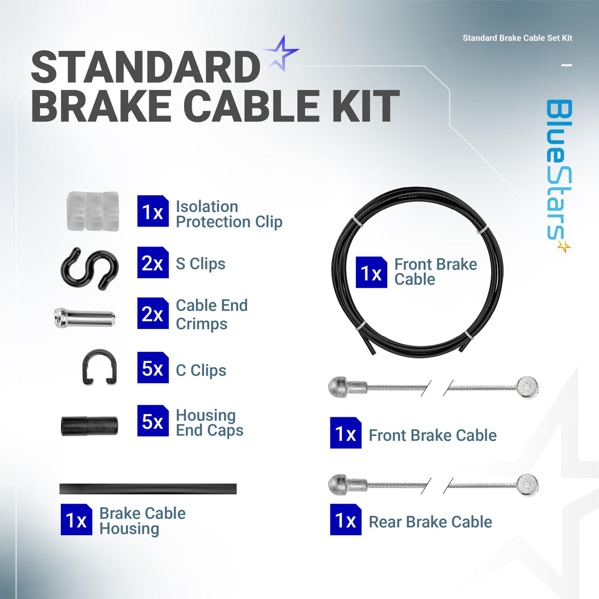 Universal Bike Brake Cable Set with Front & Rear Cables, Housing & Hardware