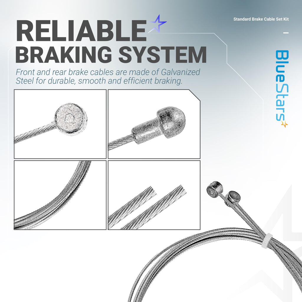 Universal Bike Brake Cable Set with Front & Rear Cables, Housing & Hardware