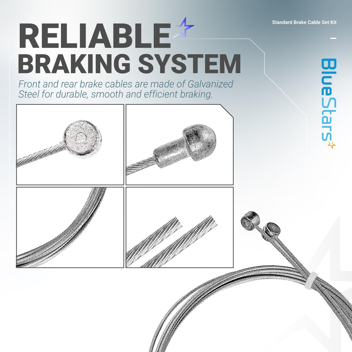 Universal Bike Brake Cable Set with Front & Rear Cables, Housing & Hardware