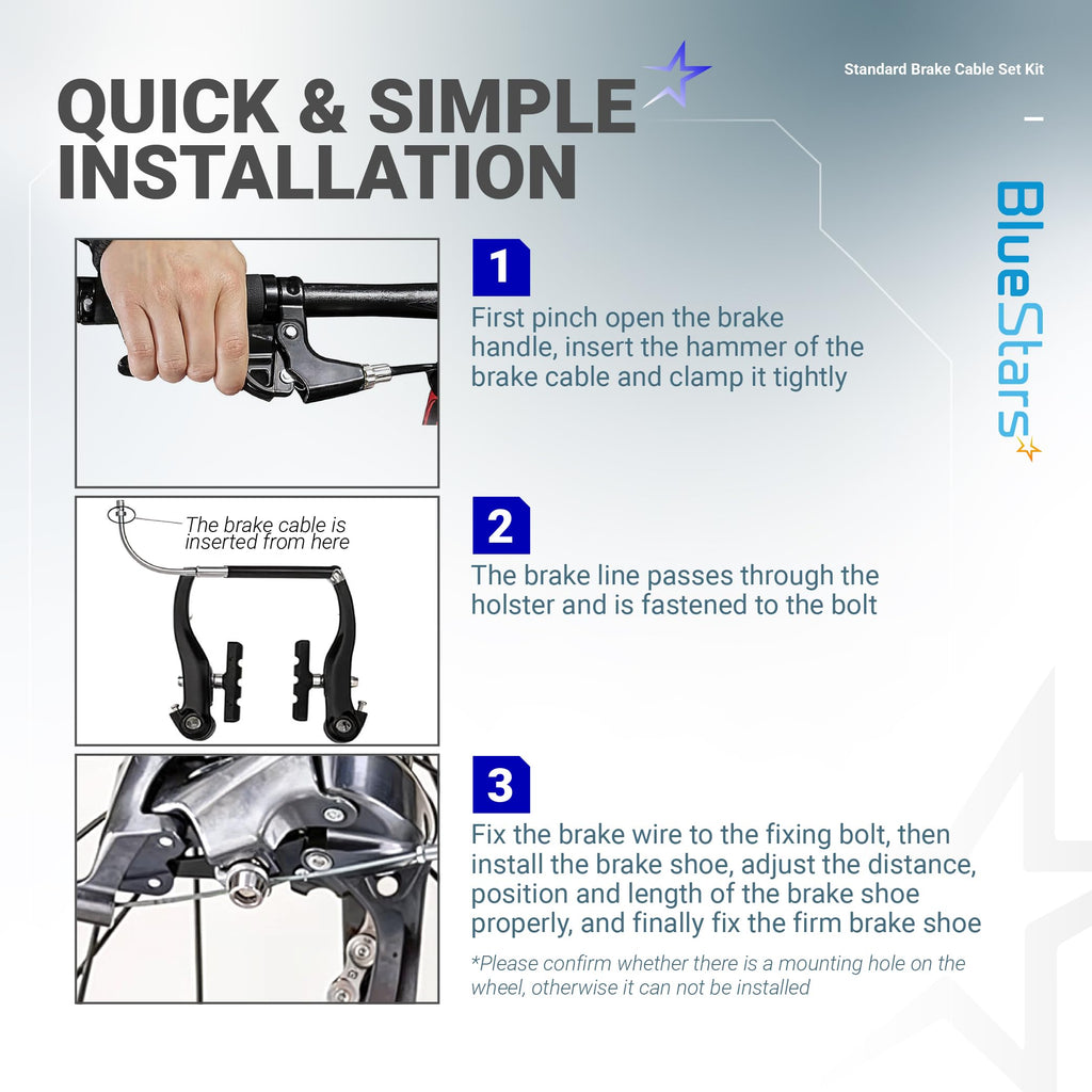 Universal Bike Brake Cable Set with Front & Rear Cables, Housing & Hardware
