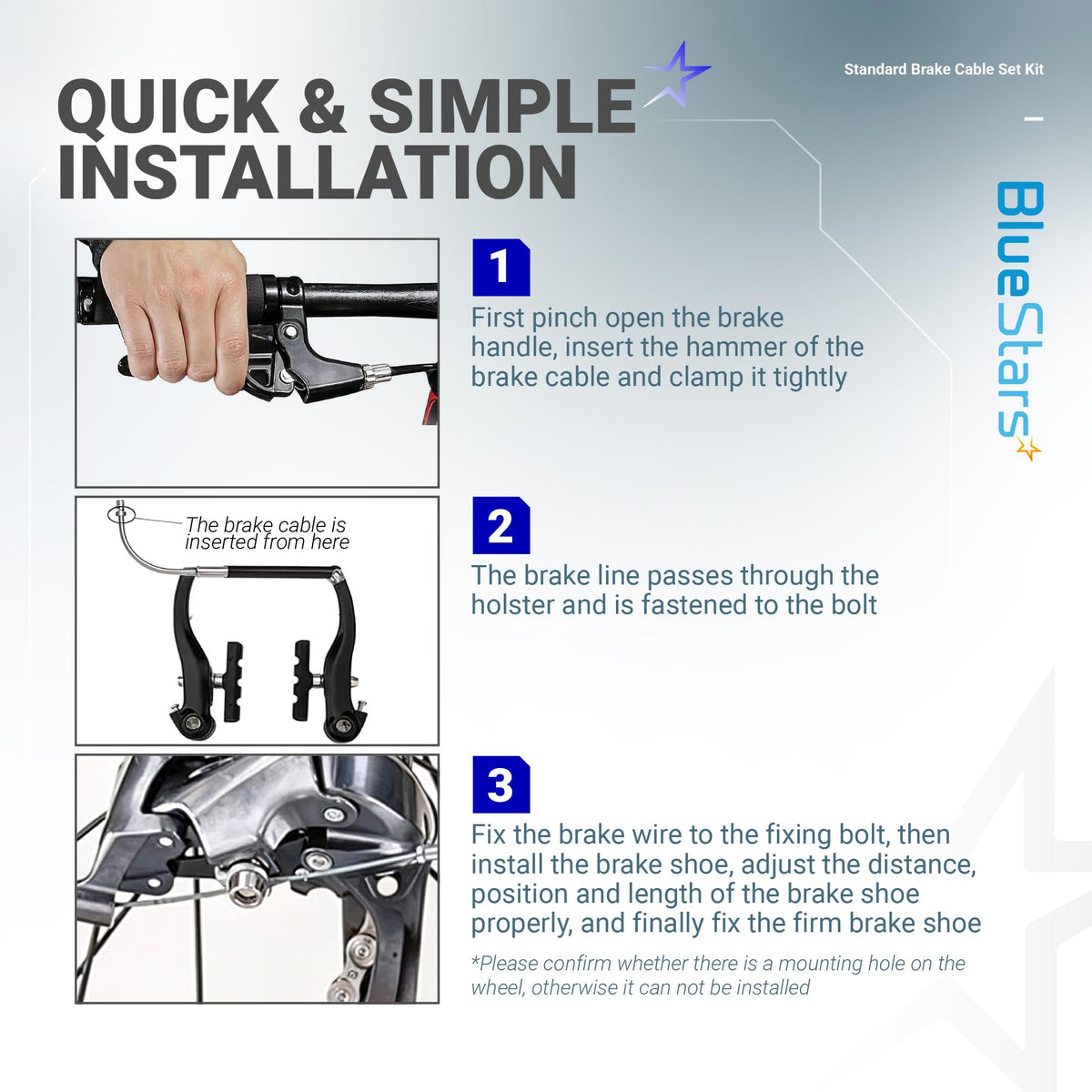 Universal Bike Brake Cable Set with Front & Rear Cables, Housing & Hardware